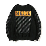 Off White Long Sleeve Round Neck Neck Fleece Sweatshirts Autumn and Winter Pullover and Fleece Sweater