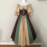Vintage Empire Waist Dress Women's Patchwork Dress