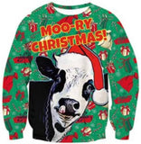 Black Christmas Sweater Christmas round Neck Sweater Casual Funny Santa Claus