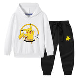 Children Pokemon Pikachu Hoodie & Pant Set Hooded Sweater Trousers Two-Piece Baby Cotton Sweater Set