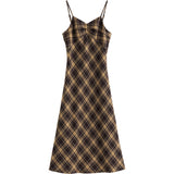 Beth Dutton Yellowstone Dresses Winter Autumn Midi Dresses Plaid Suspender Dress