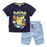 Children Pokemon Pikachu Tshirts & Shorts Cotton Short Sleeve Shorts Two Pieces Neutral