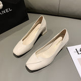 Nude Chunky Heel Casual Mary Jane Shoes
