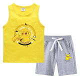 Children Pokemon Pikachu Tshirts & Shorts Vest Middle Pants Sports Casual Thin Two Pieces