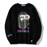 Shark Print Sweatshirts Spring Fashion Brand round Neck Pullover Undershirt Sweater