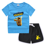 Children Pokemon Pikachu Tshirts & Shorts Casual Sports Undershirt Suit Neutral