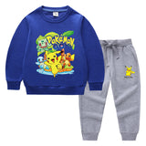 Children Pokemon Pikachu Hoodie & Pant Set Two-Piece Baby Cotton Sweater Set