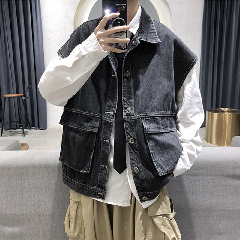 Denim Shirts Denim Men's Spring and Autumn Trendy Coat Fashion Brand Loose Sleeveless