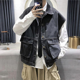 Denim Shirts Denim Men's Spring and Autumn Trendy Coat Fashion Brand Loose Sleeveless