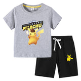 Children Pokemon Pikachu Tshirts & Shorts Cotton Short Sleeve Shorts Two Pieces Neutral
