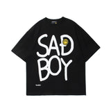 Men's T Shirt Summer Casual Tops Smiley Face Letter Print Short-Sleeve T-shirt Men's Half Sleeve Trendy Loose Half Sleeve