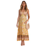 Beth Dutton Bohemian Dress Summer Spring Midi Dresses Summer Bohemian Strap Floral Dress