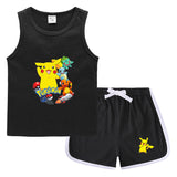 Children Pokemon Pikachu Tshirts & Shorts Casual Sports Sweat-Absorbent Suit Neutral