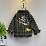 Toddler Boys Jackets Children's Clothing Spring and Autumn Lattice Denim Jacket for Boys