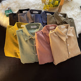 Corduroy Patch Jacket Long Sleeve Corduroy Shirt Loose Casual Jacket