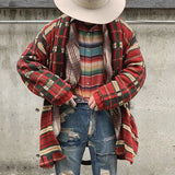 John Dutton Jacket Plaid Knitted Cardigan Long Loose-Fitting Oversized Sweater Coat
