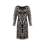 The Great Gatsby Prom Dresses Sexy V-neck Long Sleeve Sequin Bead Dress Skirt