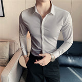 Men's Shirts Fall Stretch Sweater Business Casual Slim-Fitting Long Sleeve Shirt