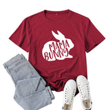 Boy Mama T Shirt Mama Bunny Pattern Printed Short Sleeve T-shirt
