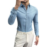 Men Shirts Business Slim-Fit Long-Sleeved Shirt