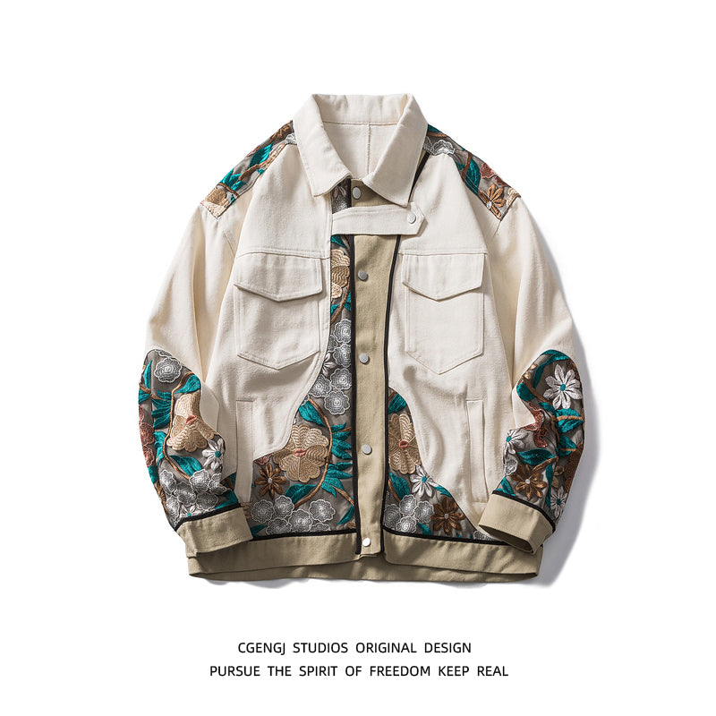 Letterman Jacket Outfit Senior Jackets Varsity Baseball Coat Men's Loose Casual Polo Collar Baseball Uniform