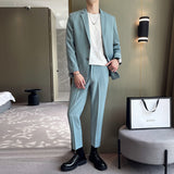Double Brewed Seersucker Suit Spring Men Leisure Suit