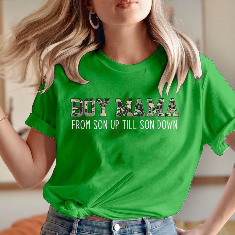Boy Mama T Shirts Boy Mama Printed Short Sleeve T-shirt