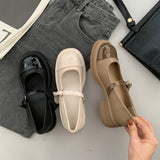 Nude Pumps Block Heel Chunky Heel Mary Jane Shoes