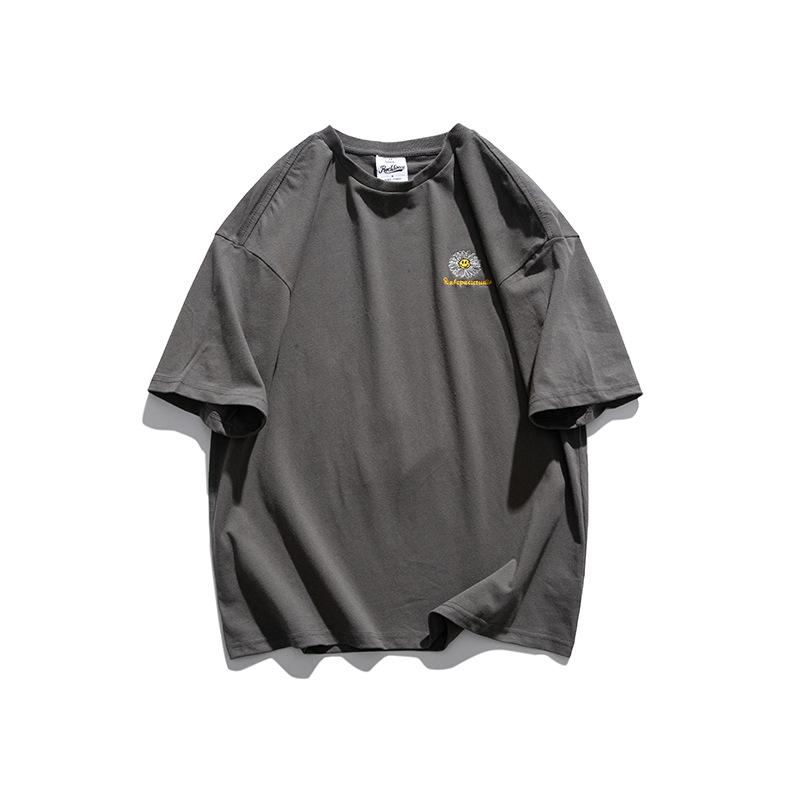 Men T Shirt Summer Casual Tops Men's Summer Large Printed Embroidered Fashion Brand Short Sleeve Men's and Women's Neutral Daisy Short T