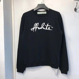 Off White Long Sleeve Round Neck Sweater Letter Crew Neck Pullover Sweatshirt