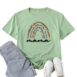 Boy Mama T Shirt Leopard Print Rainbow Mama Pattern Printed T-shirt