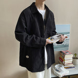 Corduroy Patch Jacket Japanese-Style Retro Corduroy Shirt Men's Long-Sleeved Korean Style Trendy All-Matching Shirt