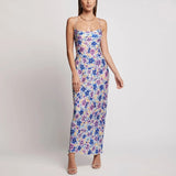 Spring and Summer Women's Sexy Print Backless Strap Dress