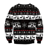 Ugly Christmas Sweater Animal Deer Digital Printed round Neck Long Sleeve T-shirt Couples Sweater