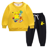 Children Pokemon Pikachu Hoodie & Pant Set Sweater Suit Fleece Lined Padded Warm Keeping Winter Clothes