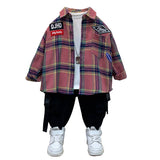 Toddler Boys Sweater Boys' Plaid Shirt Spring Pure Cotton