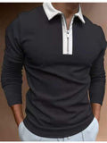 Polo Shirts Autumn Men's Zipper Stitching T-shirt Long Sleeve