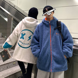 Men's Autumn Winter Coat Embroidered Contrast Color Couple Cotton-Padded Clothes
