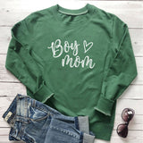 Boy Mama Hoodie Mother's Day Boy Mom Letter Love Heart Floral Print Long Sleeve Pullover
