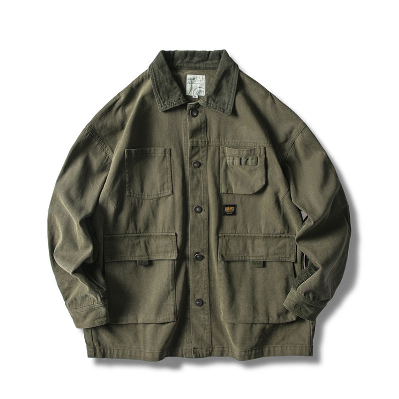 Corduroy Patch Jacket Corduroy Lapel Vintage Jacket for Men