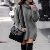 Sweater Dress Outfit With Tights 2 Pieces Set Autumn and Winter Mid-Length Knitted Pullover Long Sleeve Dress