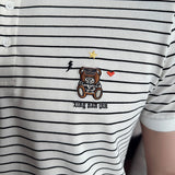 Men Polo Shirts Striped Embroidered Half Sleeve Lapel T-shirt
