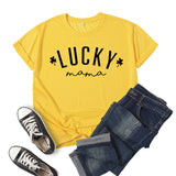 Boy Mama T Shirts Clover Lucky Mama Printed Short Sleeve T-shirt