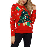Ugly Christmas Sweater Loose Casual Christmas Tree Snowman Sweater