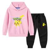 Children Pokemon Pikachu Hoodie & Pant Set Hooded Sweater Trousers Two-Piece Baby Cotton Sweater Set