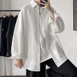 Men's Shirts Autumn Men's Large Size Solid Color Long Sleeve Shirt Loose