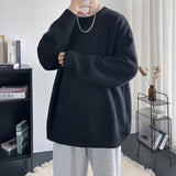 Men's Sweater Fall Winter Men Solid Color Knitted Sweater Loose round Neck Sweater
