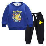 Children Pokemon Pikachu Hoodie & Pant Set Fleece Lined Padded Warm Keeping Sweatshirt Set