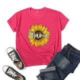 Boy Mama T Shirts Sunflower Mama Printed Short Sleeve round Neck T-shirt