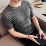 Men Short Sleeve T-Shirt Summer Knitted Short Sleeve T-shirt